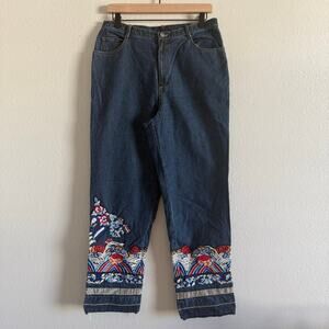 Vintage Chico’s Embroidered 100% Cotton Straight Leg Jeans - Small/Medium